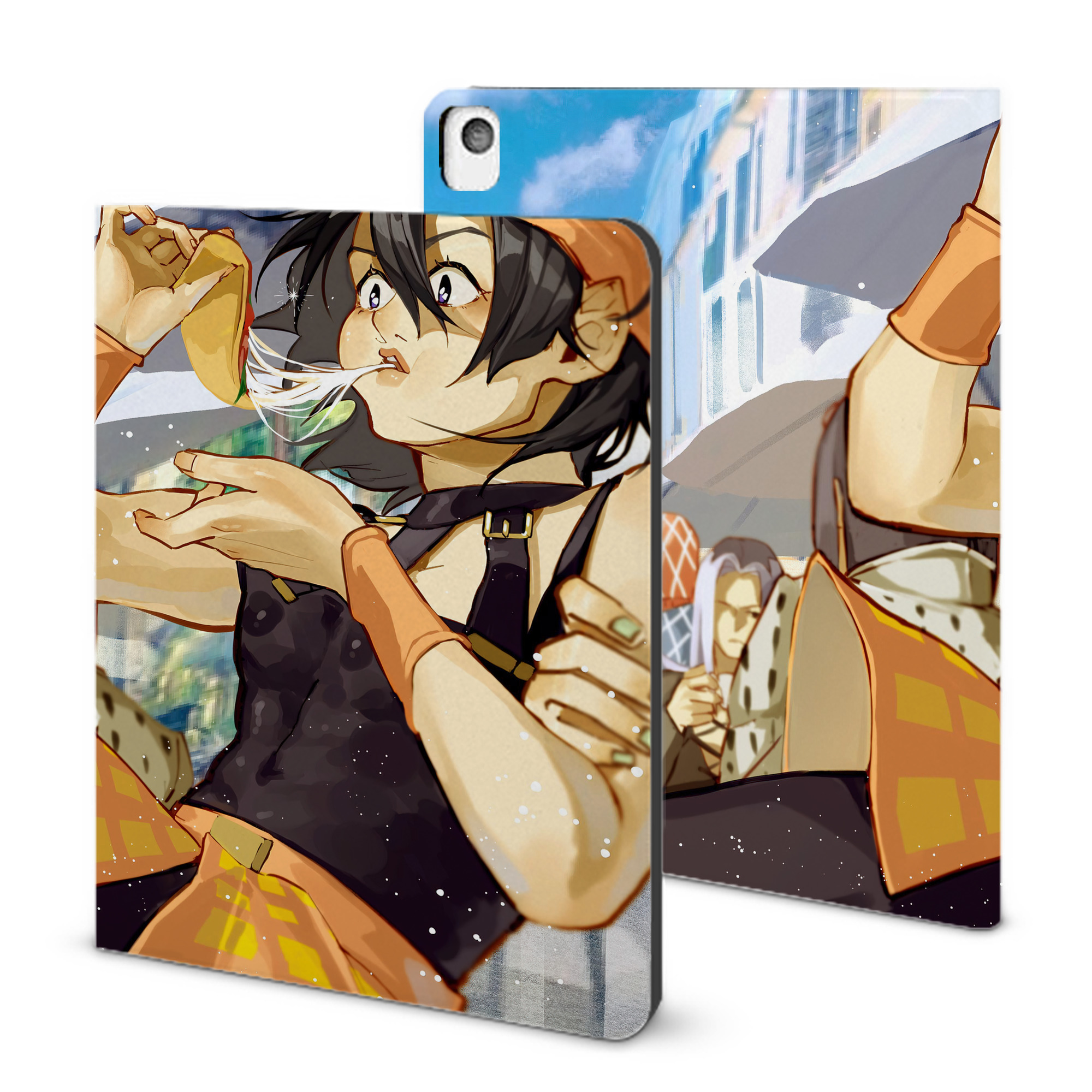 （画像用） ジョジョの奇妙な冒険 JoJo's Bizarre Adventure IPadケース ペンホルダー付き ブックスタイルデザイン